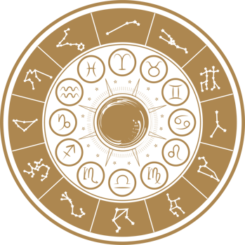Astrology wheel with zodiac signs icon png
