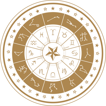 Astrology wheel with zodiac signs icon png