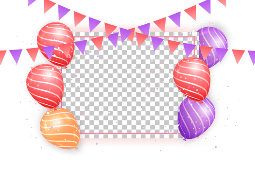 Beautiful happy birthday Background With balloons and confetti for birth day celebration card png