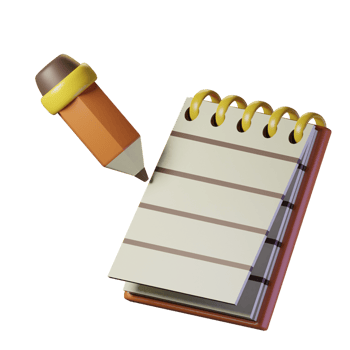 Notes and pencil with an orange theme png