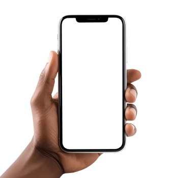 Man hand holding the smartphone with blank screen mockup, Cutout, AI-Generated png
