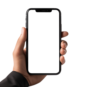 Man hand holding the smartphone with blank screen mockup, Cutout, AI-Generated png
