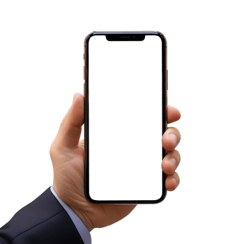 Man hand holding the smartphone with blank screen mockup, Cutout, AI-Generated png