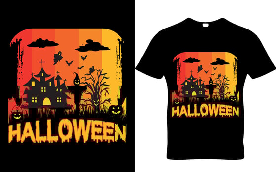 Vector Halloween scary pumpkin night t-shirt design