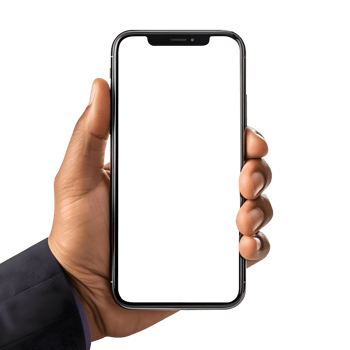Man hand holding the smartphone with blank screen mockup, Cutout, AI-Generated png