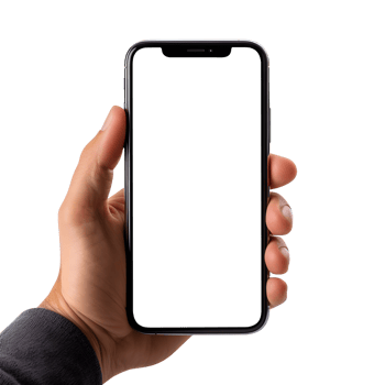 Man hand holding the smartphone with blank screen mockup, Cutout, AI-Generated png