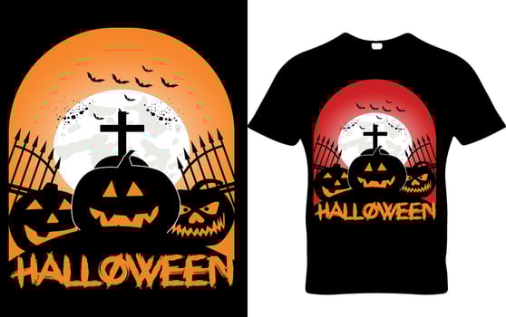 Vector Halloween scary pumpkin night t-shirt design