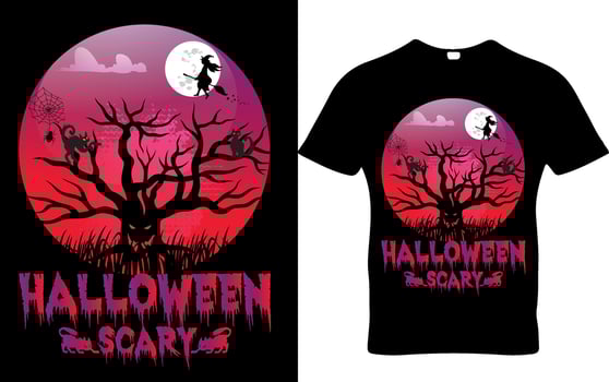 Vector Halloween scary pumpkin night t-shirt design