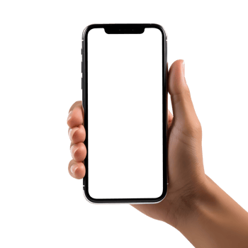 Woman hand holding the smartphone with blank screen mockup, Cutout, AI-Generated png