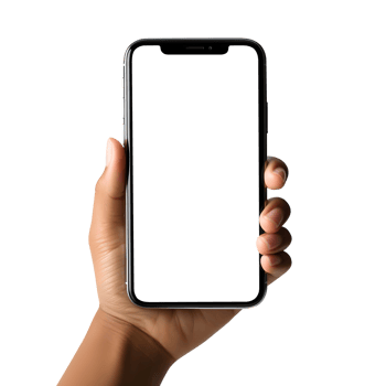 Woman hand holding the smartphone with blank screen mockup, Cutout, AI-Generated png