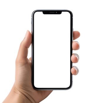 Woman hand holding the smartphone with blank screen mockup, Cutout, AI-Generated png