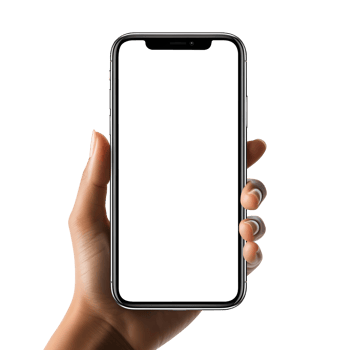 Woman hand holding the smartphone with blank screen mockup, Cutout, AI-Generated png