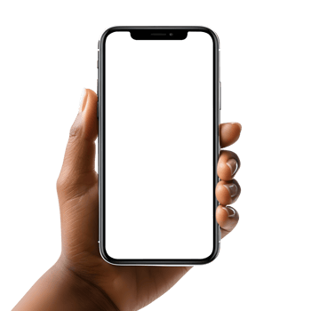 Woman hand holding the smartphone with blank screen mockup, Cutout, AI-Generated png