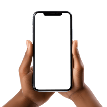 Woman hand holding the smartphone with blank screen mockup, Cutout, AI-Generated png