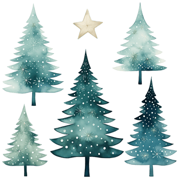 christmas tree watercolor transparent background AI Generative png