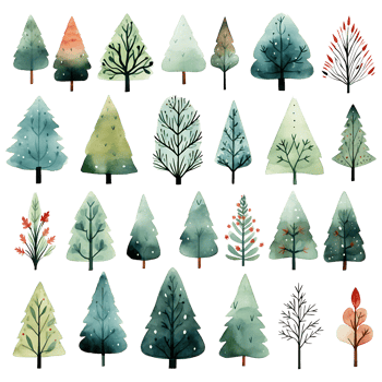 christmas tree watercolor transparent background AI Generative png