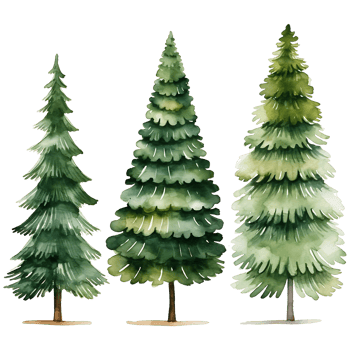 christmas tree watercolor transparent background AI Generative png