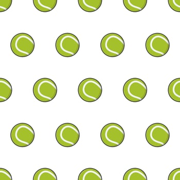 Tennis Ball Seamless Pattern On A White Background. Tennis Theme Vector Illustration