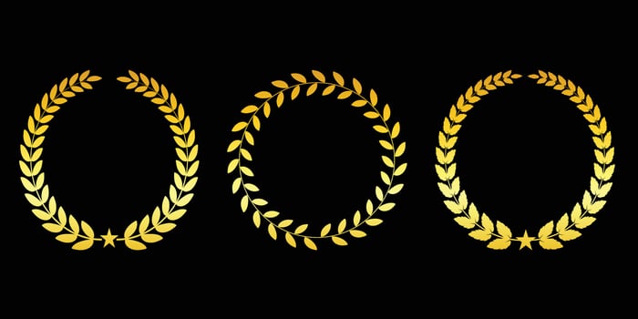 Vector gold laurel wreath silhouette, wreaths icon illustration,