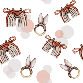 Watercolor seamless pattern, cartoon style toys for baby. png