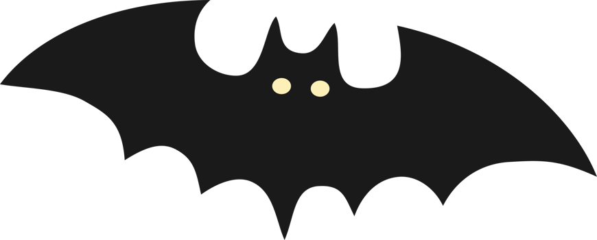 a black bat with yellow eyes on a transparent background png