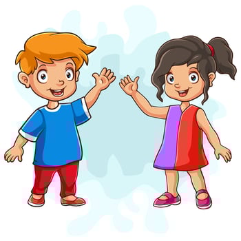 Two cute Kids waving hands vector