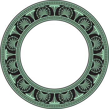 Vector green seamless round Egyptian ornament. Infinite circle, ring, border, Ancient Egypt frame