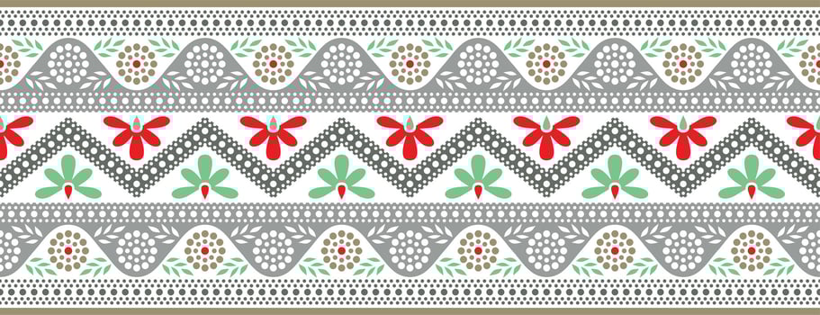 Vector colored seamless Indian ornament. Ethnic national border, India frame