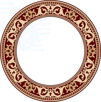 Vector black and red round Turkish ornament. Endless ottoman national border, frame