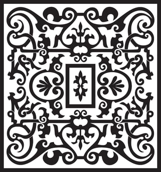 Vector square monochrome black ornament of ancient Rome. Roman classical European pattern, tile
