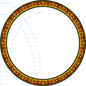 Vector colored round Kazakh national ornament. Ethnic pattern of the peoples of the Great Steppe, Mongols, Kyrgyz, Kalmyks, .Buryats. circle, frame border