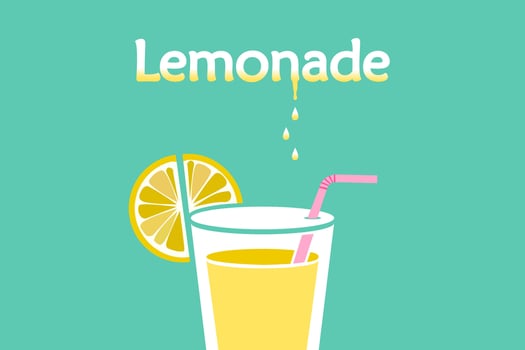 A glass of lemonade with a lemon slice and a straw. Summer drink. Refreshing beverage. vector