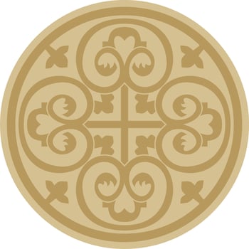 Vector golden round ancient Byzantine ornament. Classical circle of the Eastern Roman Empire, Greece. Pattern motifs of Constantinople