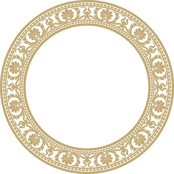 Vector gold round classic renaissance ornament. Circle, ring european border, revival style frame