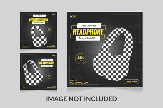 New arrival Modern creative and elegant smart headphone social media post banner template vector