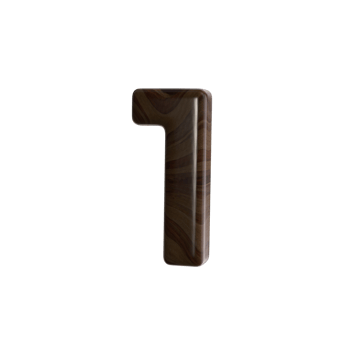 Number 1 3D render with wood material png