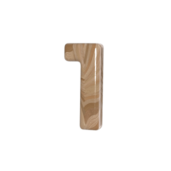 Number 1 3D render with wood material png