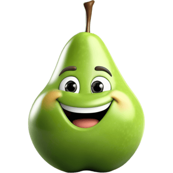 Green pear with smile face. AI Generative png