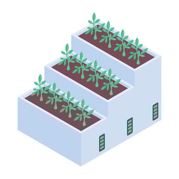 Aeroponic bed icon in isometric style vector