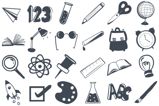 school set of icons school line art png