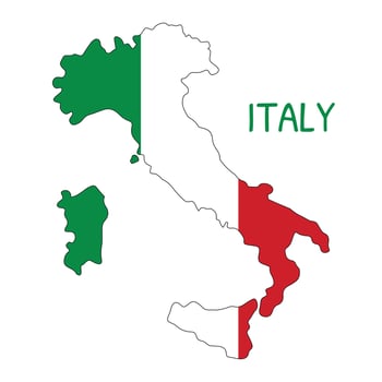 Italy National Flag Shaped as Country Map vector