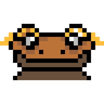 Frog cartoon icon in pixel style. vector