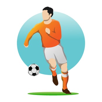 Vector Illustration in Simple Flat Design Style of a Football Player