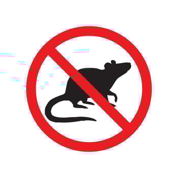 Vector sign with rat under crossed circle