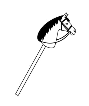 Vector flat cartoon riding hobby horse toy