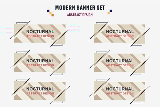 Modern abstract vector banner set. Flat geometric shape with different colors and different style. Template for web or print design, ready to use.