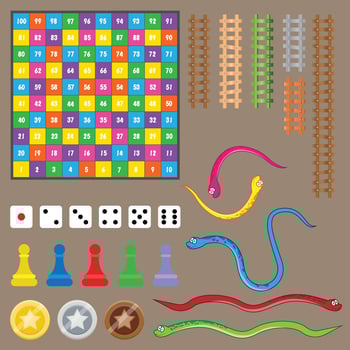 The Illustration of Snake and Ladders Game Pack vector