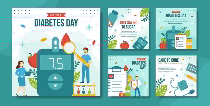 World Diabetes Day Social Media Post Flat Cartoon Hand Drawn Templates Background Illustration vector