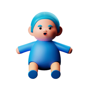 doll 3d rendering icon illustration png