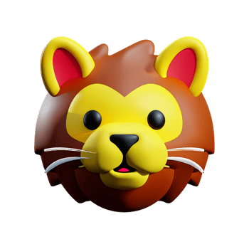 lion head 3d rendering icon illustration png